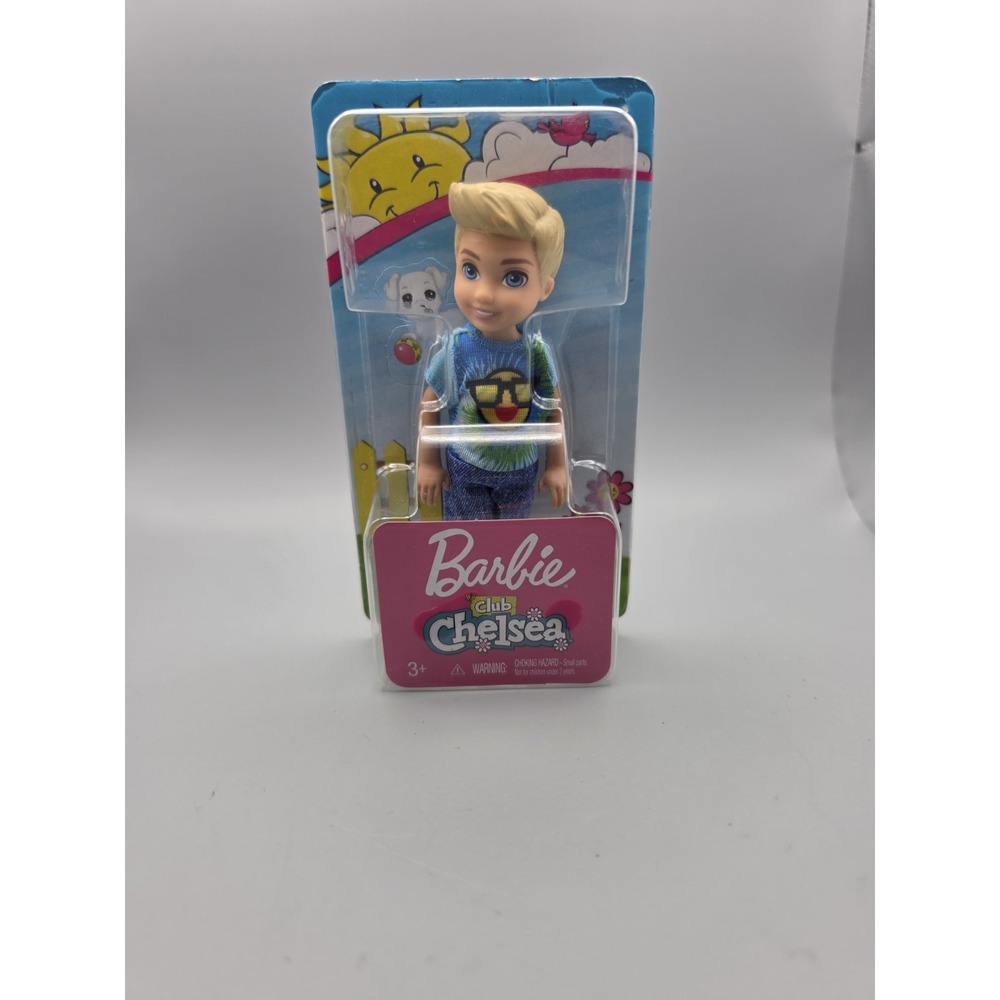 2018 Barbie Club Chelsea Boy Doll Blonde Emoji Shirt FRL83 Mattel New Sealed
